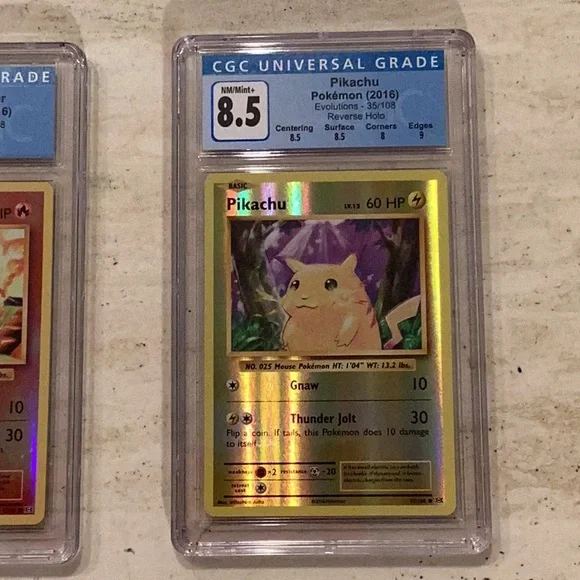 Pokemon Pikachu 2016 XY Evolutions 35/108 Reverse Holo & Charmander 9/108 CGC 9 - Picture 3 of 8